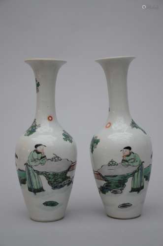 A pair of vases in Chinese famille verte porcelain 'figures'