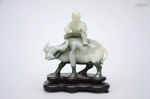 Chinese statue in hardstone 'boy on waterbuffalo'