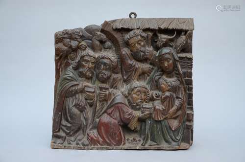 Wooden bas-relief 'adoration of the magi'