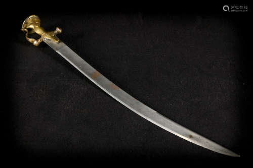 Tulwar sword for children with gilt bronze handle and 'wootz' blade