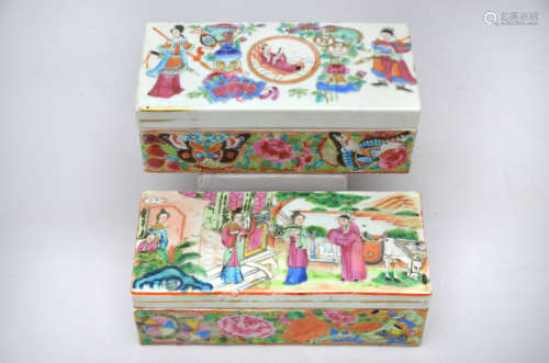 Two writing boxes in Canton porcelain
