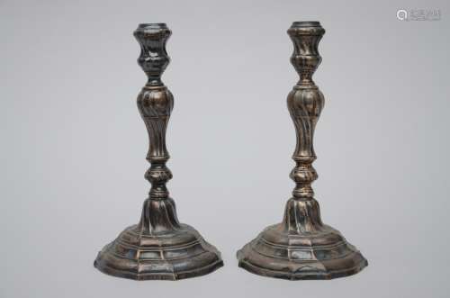 A pair of Louis XV silver candlesticks