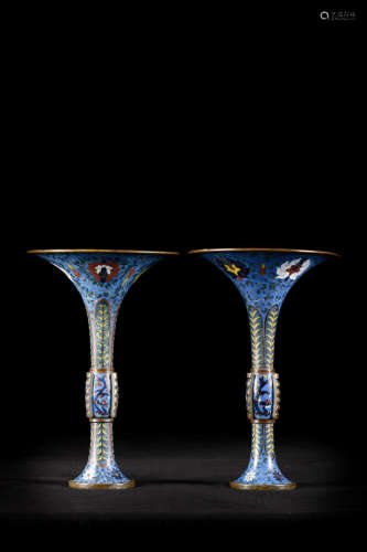 A pair of cloisonnÈ Gu vases