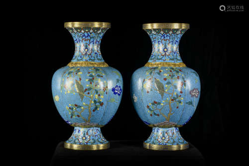 Pair of Chinese cloisonnÈ vases 'flowers'