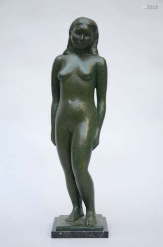 Henry Puvrez: bronze sculpture 'standing naked'