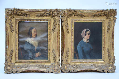 Anonymous (19th century): two portraits 'ladies'