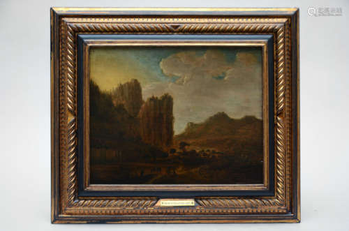 Anonymous (17th - 18th century): painting (o/p) 'rock landscape'