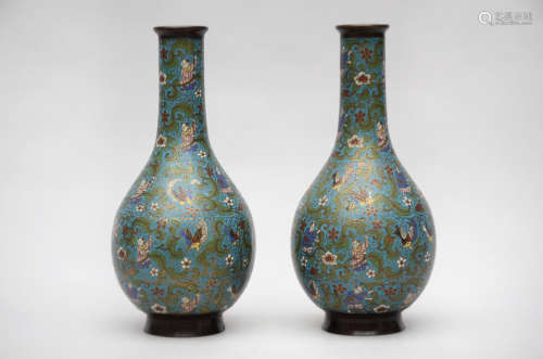 A pair of champlevÈ vases 'figures'