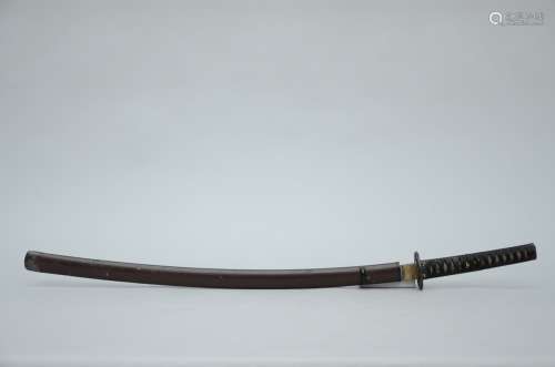 Katana with scabbard in brown lacquer