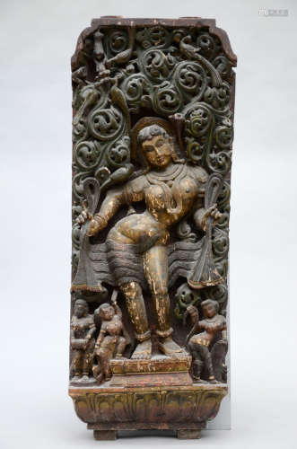 Indian wooden low relief