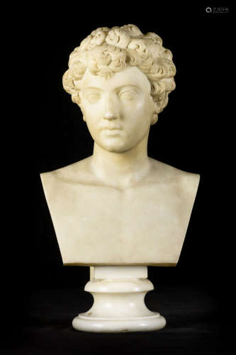 Bust of a boy in marble