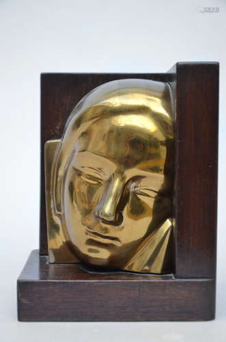 LÈon Sarteel: a bronze sculpture 'head of a woman'