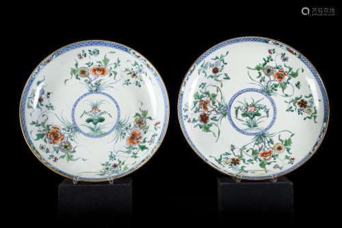 A pair of large doucai dishes in Chinese porcelain
