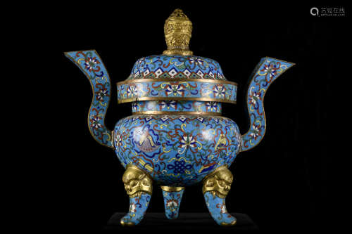 A large Chinese cloisonnÈ incense burner, Qing dynasty