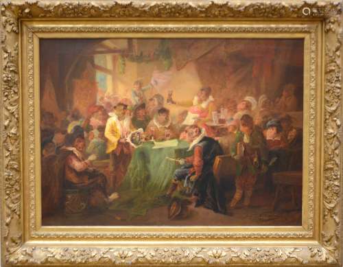 Zacharie Noterman (Paris 1883): painting (o/c) 'the monkey wedding'
