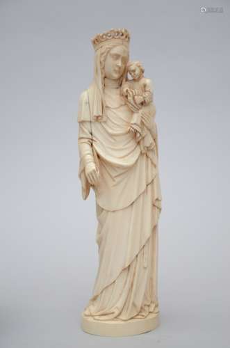 Large gothic revival 'madonna with child' in ivory