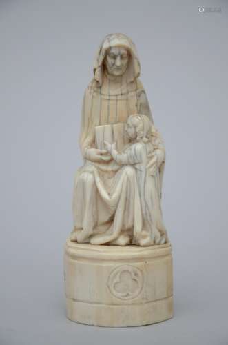 Gothic revival statue in ivory 'woman and child'