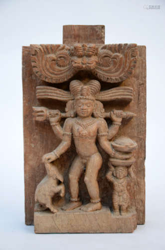 Indian wooden bas-relief