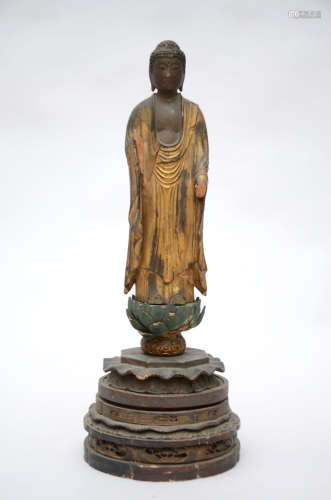 A Japanese buddha in laquered wood