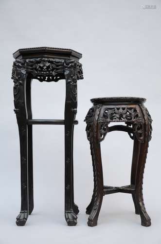 Two Chinese pedestals in hardwood