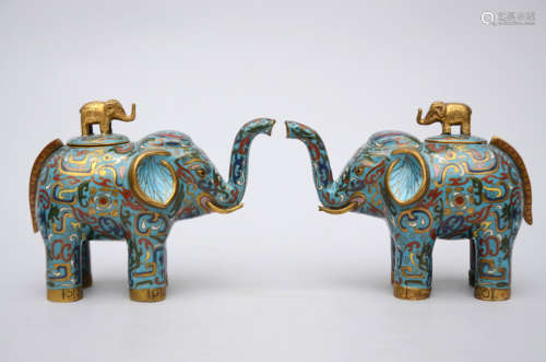 Pair of Chinese cloisonnÈ elephants, 20th century