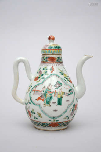 Ewer in Chinese famille verte porcelain 'figures'