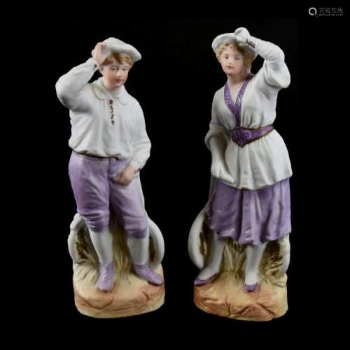 Pair Bisque Figurines Marked Heubach 8
