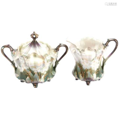 Creamer and Sugar Set Unmarked Prussia