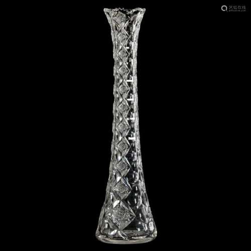 Rare American Brilliant Cut Glass Vase 20.5