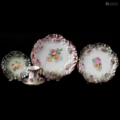 (4) Marked RS Prussia Sunflower Mold Items
