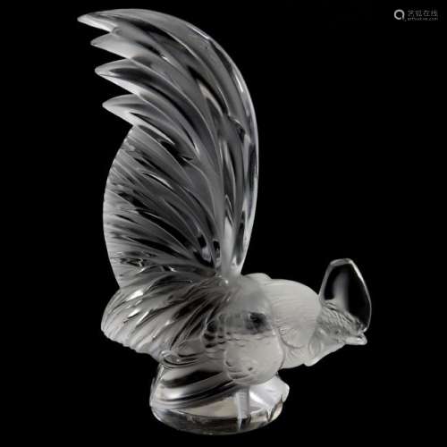 Figural Glass Rooster Marked Lalique France 8