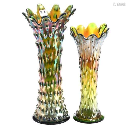 (2) Carnival Glass Vases 12.25