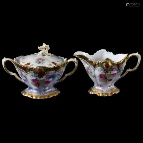 Creamer and Sugar Set Marked RS Prussia