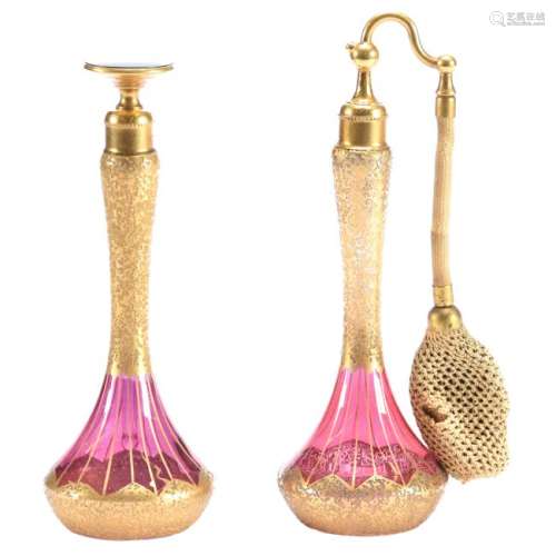 (2) Matching Art Glass Perfumes Signed De Vilbiss