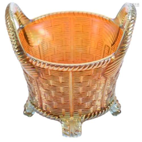 Bushel Basket Aqua Carnival Glass 4.75