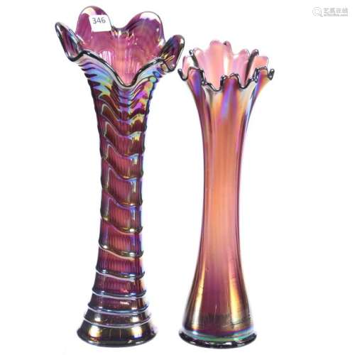 (2) Carnival Glass Vases