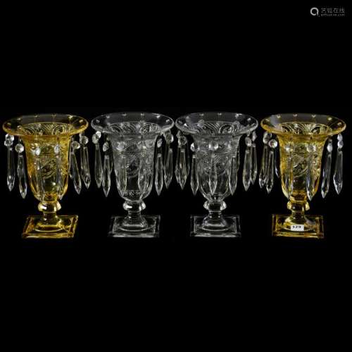 (2) Pairs Heisey Urns with Prisms 7.5