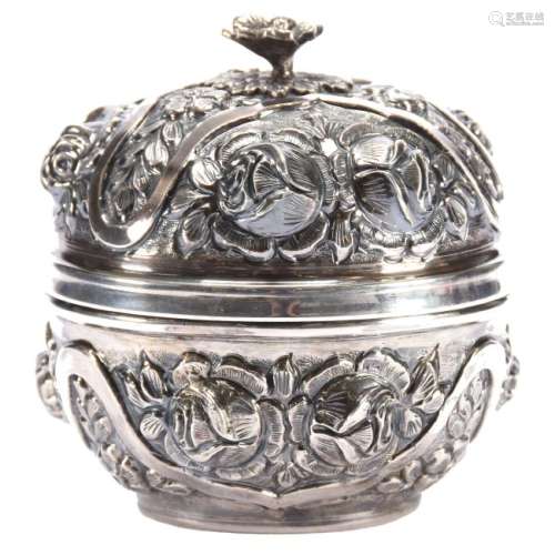Embossed Silver Covered Box 4.5