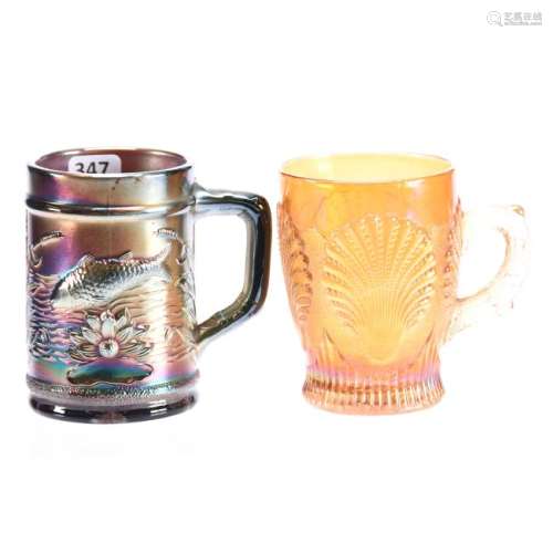 (2) Carnival Glass Mugs