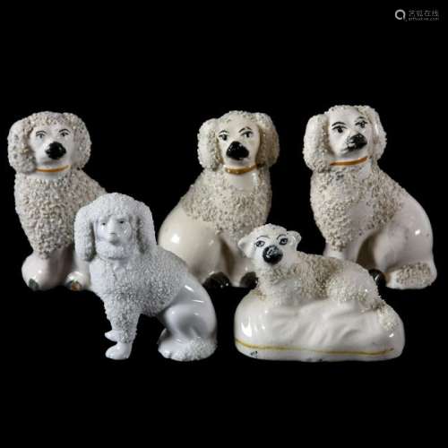 (5) Unmarked Staffordshire Dog Figurines