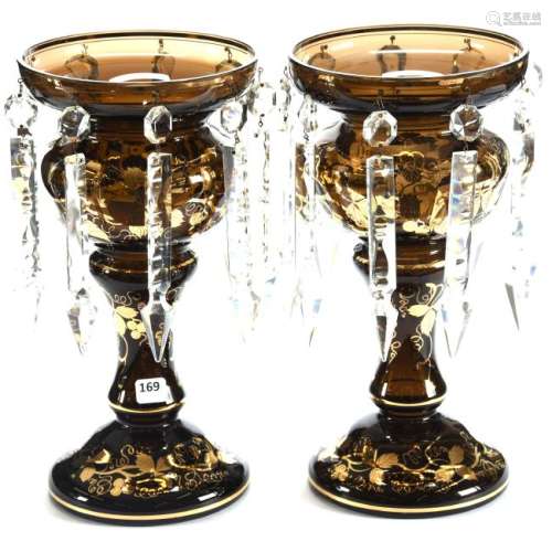 Pair Art Glass Candle Lustres 13