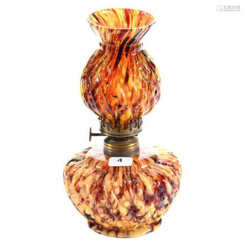 Miniature Kerosene Art Glass Lamp 8.25