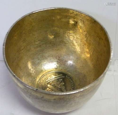 Johannes Calvinus Calvin Coin Silver Gilt German Cup