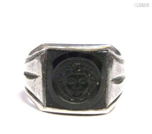 Kalo Hand Wrought Sterling Silver Medallion Mens Ring