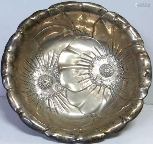 Wallace Sterling Silver Poppy Antique Large Fruit Bowl