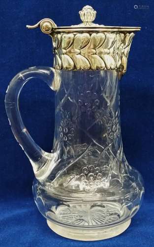 Tiffany & Co Sterling Silver Crystal Glass Ewer Pitcher