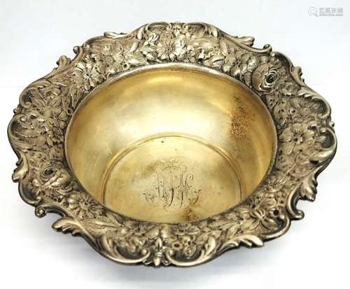 Early Antique Gorham Sterling Silver Repousse Bowl 385