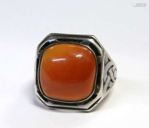 Kalo Hand Wrought Carnelian Mens Ring Arts Crafts