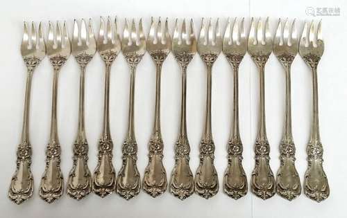 Reed Barton Burgundy Sterling Silver 12 Cocktail Forks