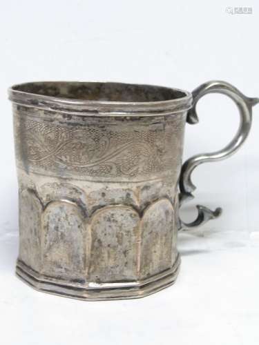 Early American Coin Silver Dutch Influence Mug